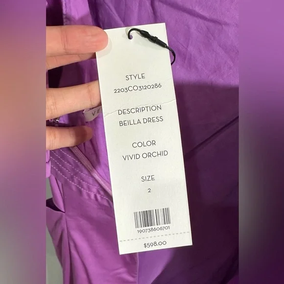 NWT Veronica Beard Beilla Ruffled Cotton Blend Poplin Cutout Midi Dress Purple 2 - Picture 6 of 16